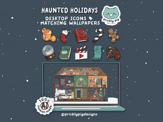 Haunted Holidays Desktop Folder Icon & Wallpaper Pack for Windows + Mac