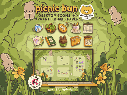 Picnic Bun Desktop Folder Icon & Wallpaper Pack for Windows + Mac