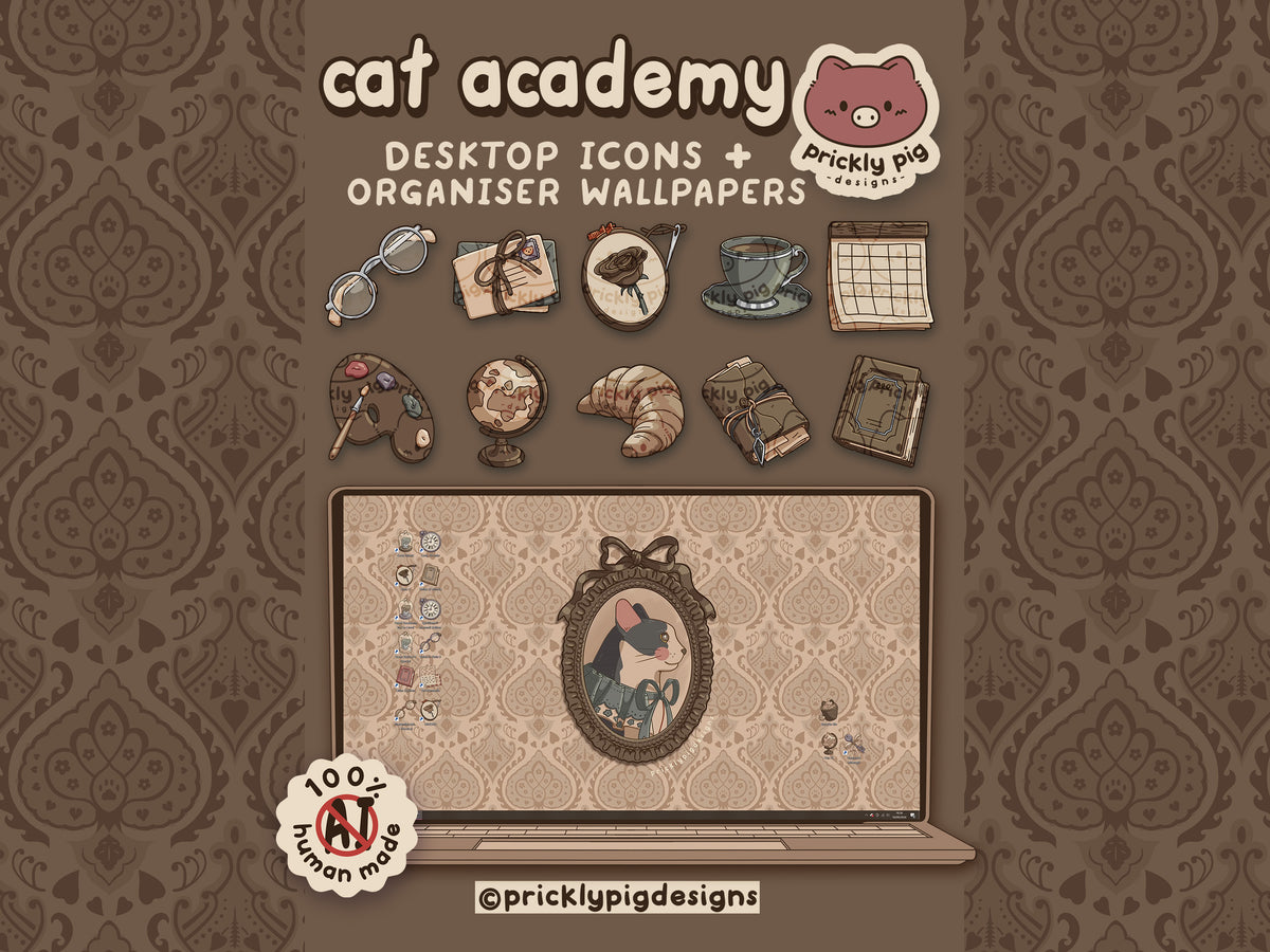 Cat Academy Desktop Folder Icon Pack for Windows + MAC