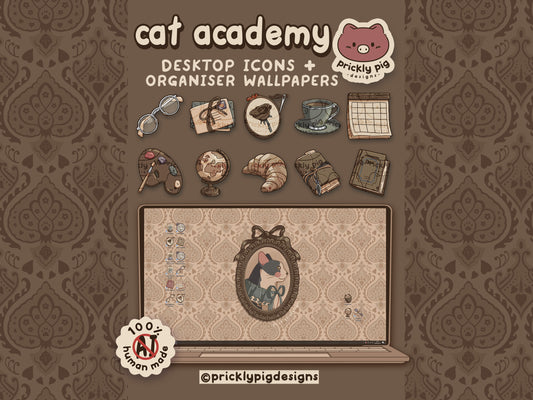 Cat Academy Desktop Folder Icon Pack for Windows + MAC