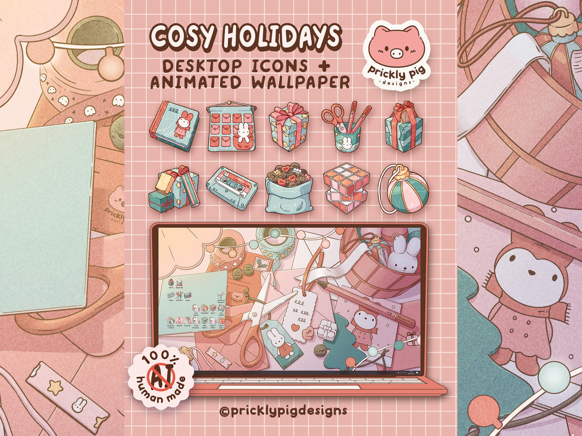 Cosy Holidays: Christmas Desktop Folder Icon & Wallpaper Pack