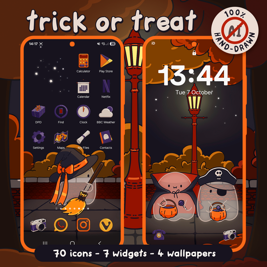 Trick or Treat: Halloween Ghost Wallpapers, icons and widgets for iOS, Android, iPad & Tablets
