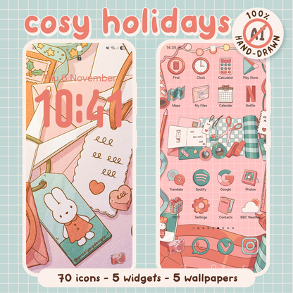 Cosy Holidays: Pastel Christmas Wallpapers, icons and widgets for iOS, Android, iPad & Tablets