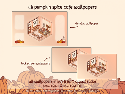 Pumpkin Spice Isometric Cafe Desktop Folder Icon & Wallpaper Pack for Windows + Mac