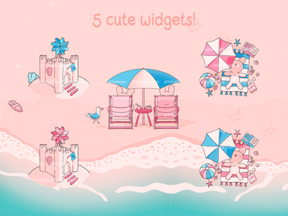 Beach Bunny Icon Pack for iOS & Android including Wallpapers and Widgets | Summer App Theme