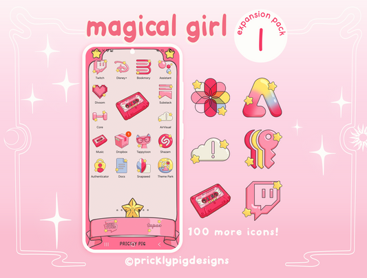 Magical Girl Anime Aesthetic Icon Expansion Pack for iOS,  Android & Tablets