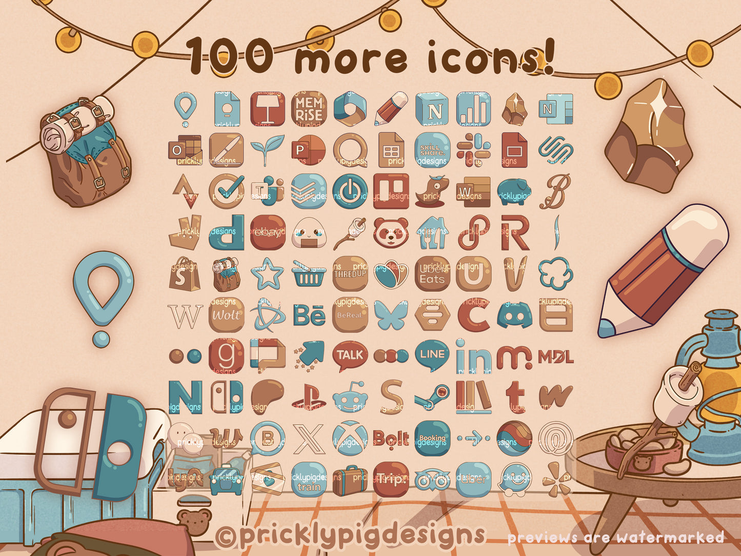 Cosy Camping EXPANSION 2 Icon Pack for iOS, Android & Tablets