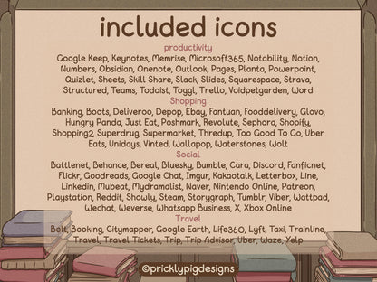 a list of all included icons