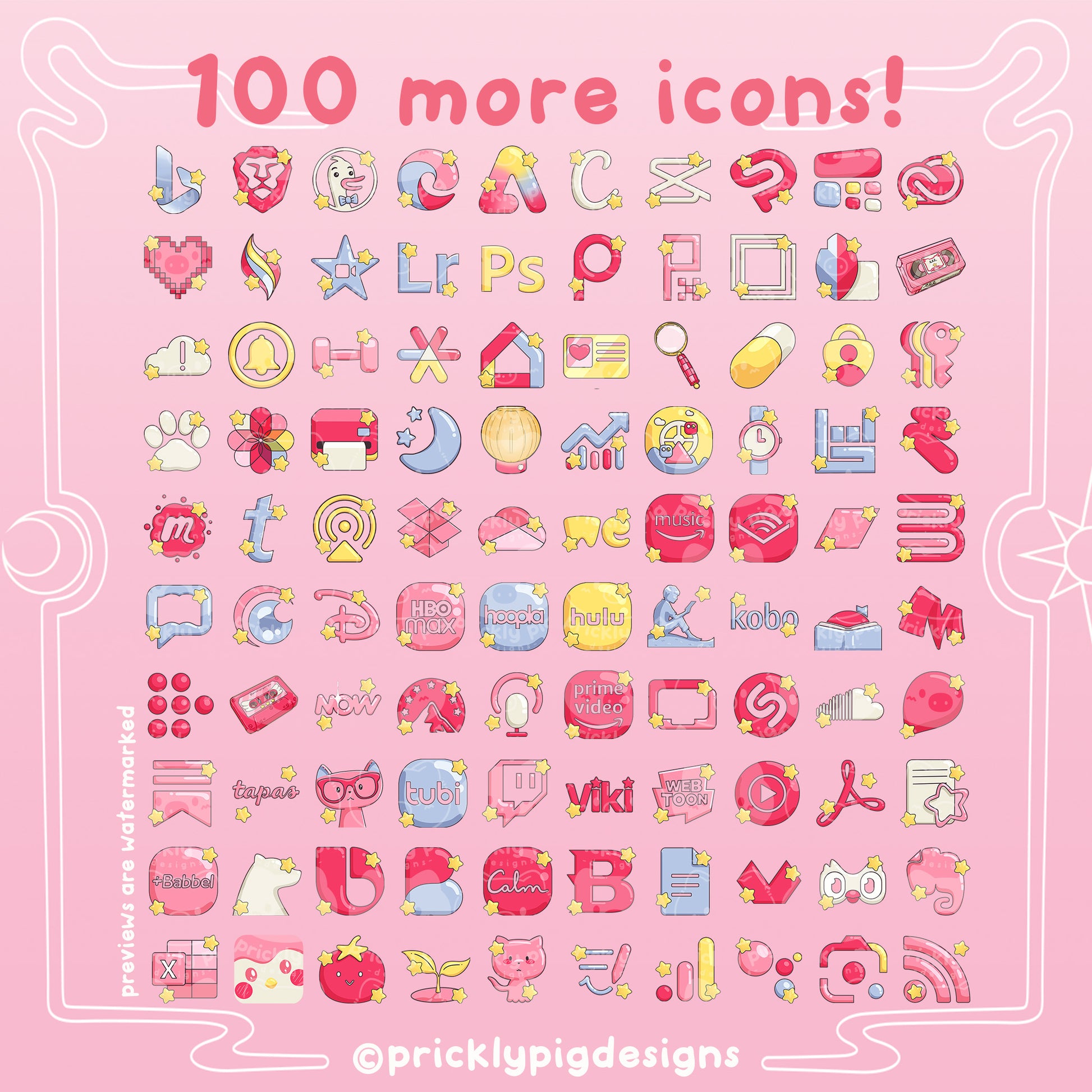 100 magical girl themed icons.