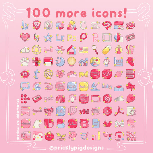 100 magical girl themed icons.