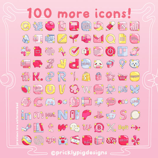 100 magical girl themed icons.