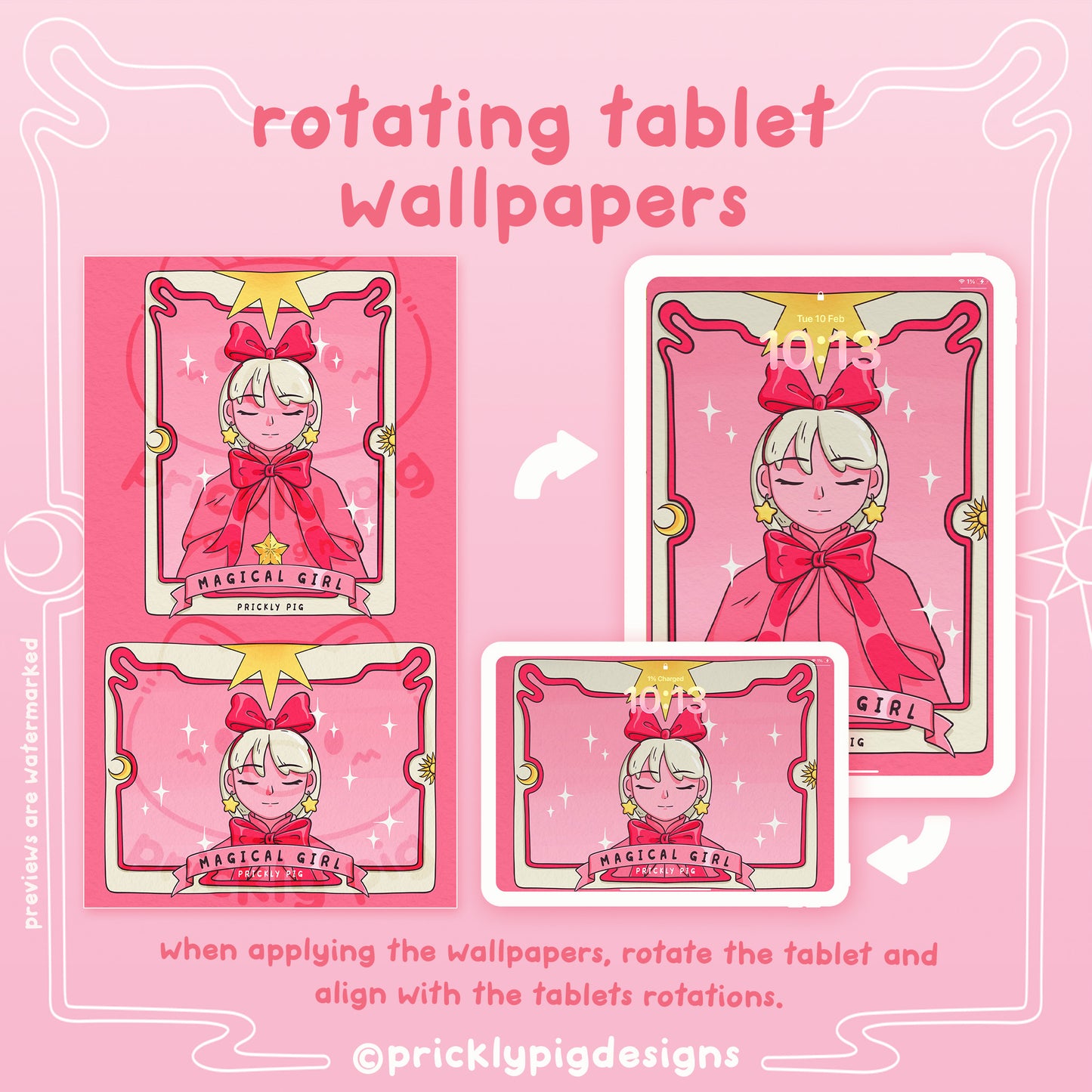 Example of how wallpaper rotates according to the device orientation.