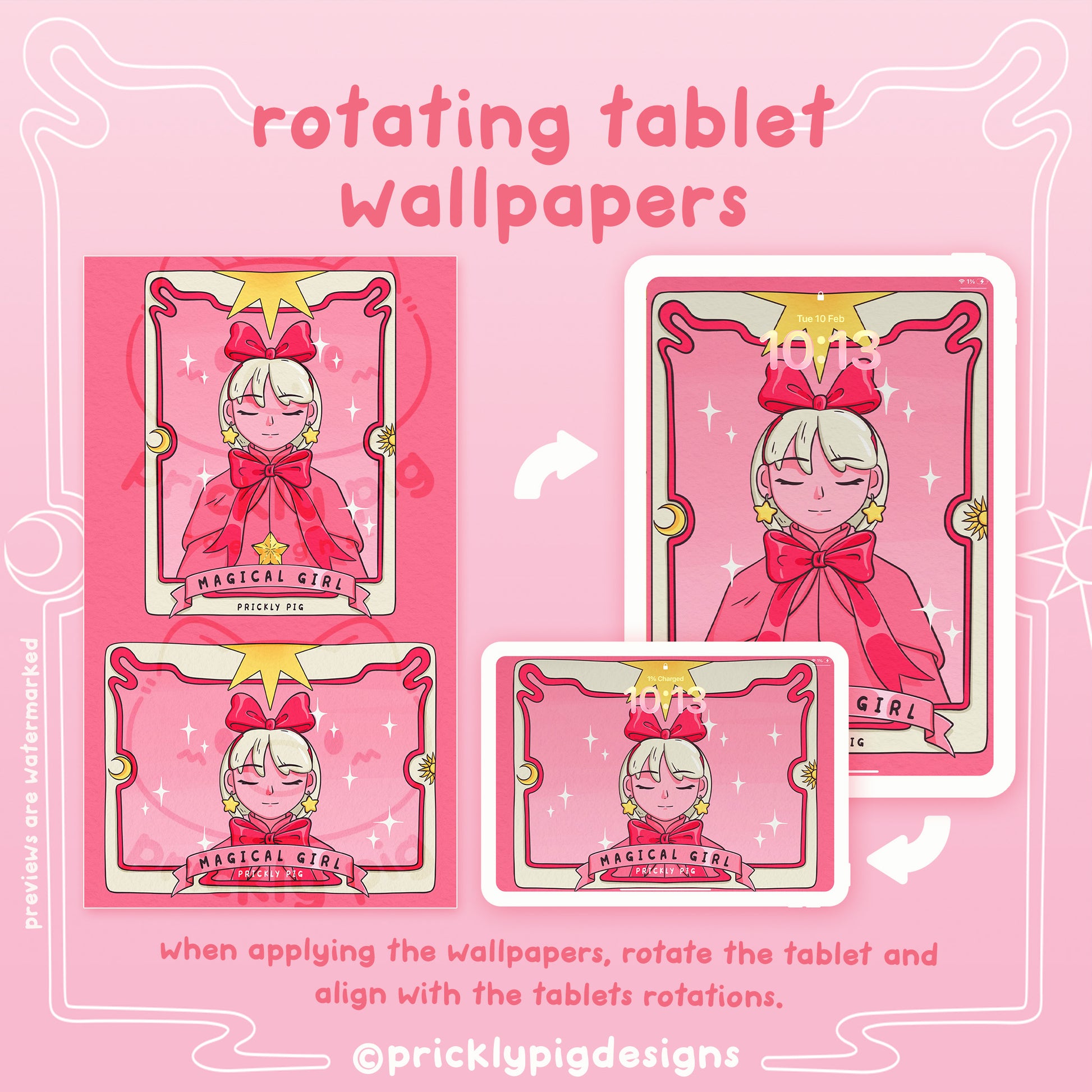 Example of how wallpaper rotates according to the device orientation.