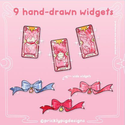 9 hand drawn widgets in a magical girl theme.