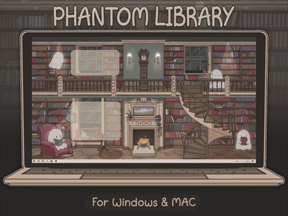Phantom Library Aesthetic Desktop Icon & Wallpaper Pack for Windows + Mac