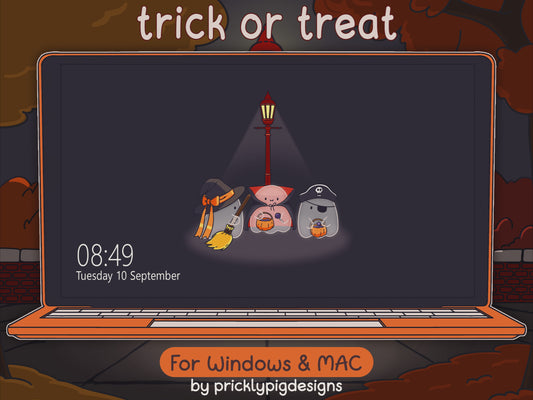 Trick or Treat Halloween Desktop Folder Icon & Wallpaper Pack